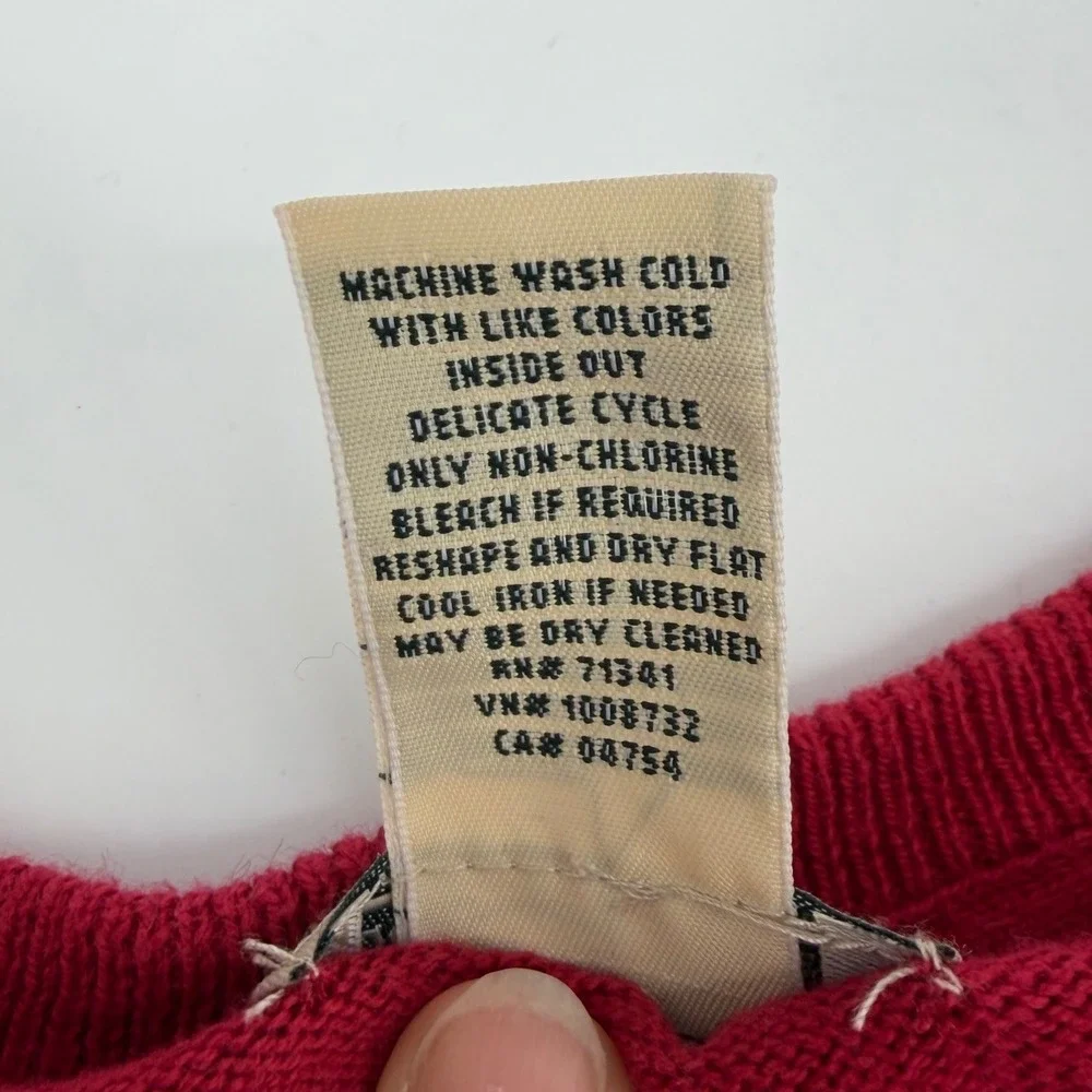 LL Bean Mens Medium Red‎ Cotton Cashmere V-Neck Pullover Sweater 274603 M-REG